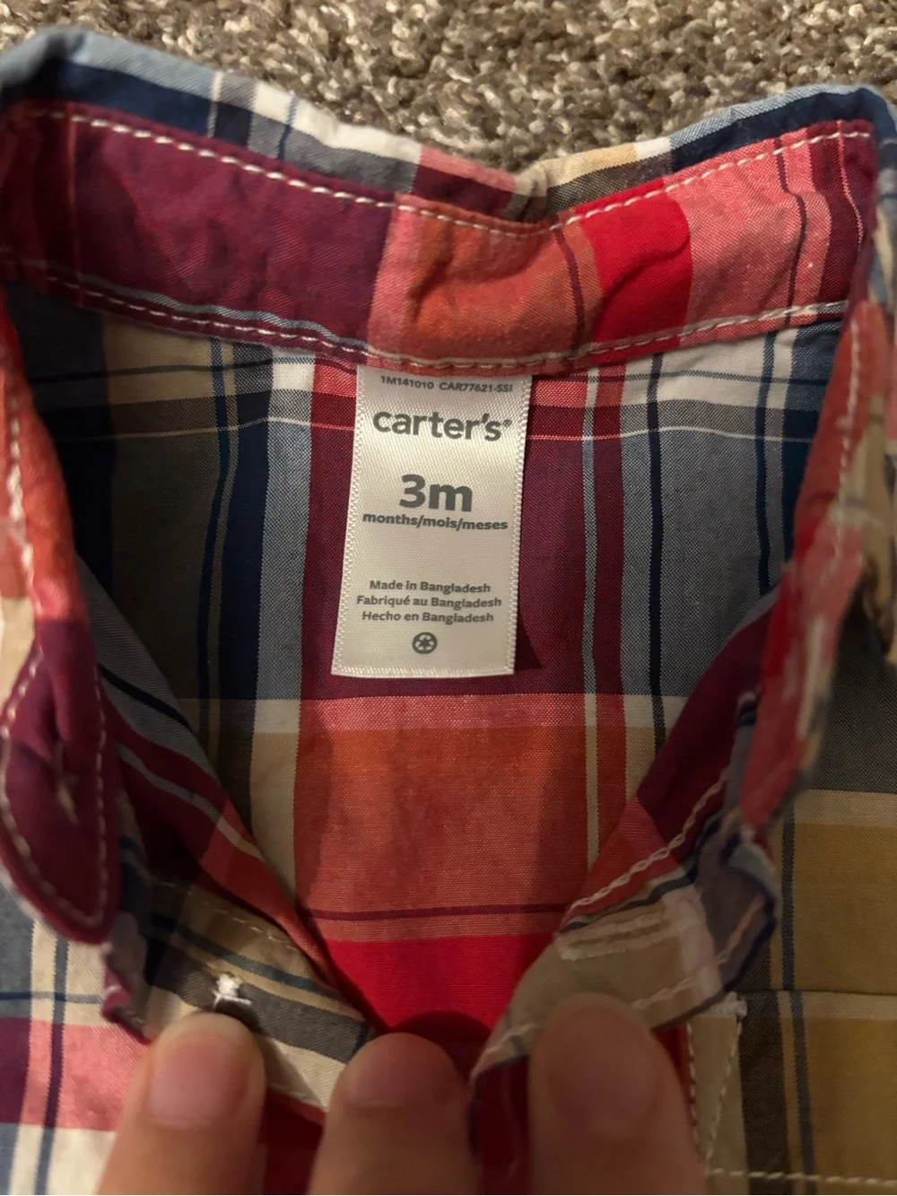 Carter's Toddler Boy Red, Blue and Cream Plaid Button-Up Shirt